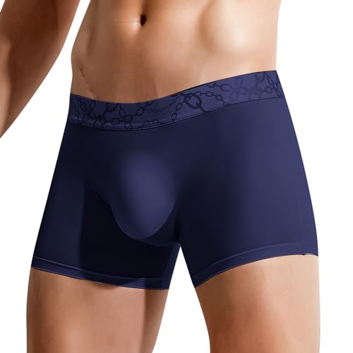 Boxershorts Eisseide Herren Eisseide Unterwäsche Herren Nahtlos Seamless Unterhosen Durchsichtig Atmungsaktiv Reizwäsche Transparente Retroshorts Bequem Dünn Boxer Shorts Low Rise Sommer Underwear von JISUXIAB