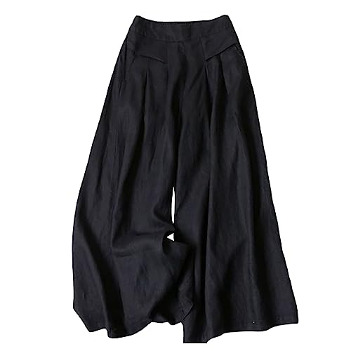 Hose Weites Bein Damen Elegant Freizeithose Mit Split Sommerhose Bedruckte Leopard Palazzohose Leicht Luftig Stoffhose Bequeme Hosen Loose Pants Weich Damenhosen Black XXXL von JISUXIAB