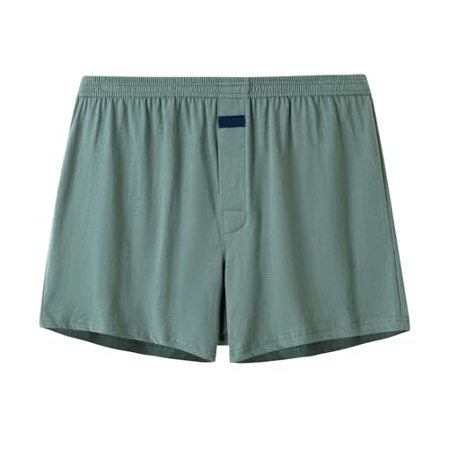 JISUXIAB Boxershorts Herren Baumwolle Locker Boxershort Einfarbige Boxer Shorts Eingriff Unterhose Weich Weit Unterwäsche Leicht Bequeme Unterhosen Atmungsaktive Underwear Green XXXL von JISUXIAB