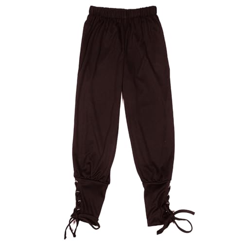 JISUXIAB Kinder Jungen Hose Mittelalter Piratenhose Vintage Renaissance Halloween Karneval Kostüm Knöchel Gebänderte Hosen Sport Freizeithose Klassische Lässige Pants Weich Palazzohose Brown M von JISUXIAB