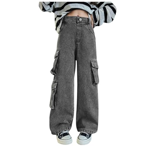 JISUXIAB Mädchen Jeans Teenager Cargo Hosen Baggy Weites Bein Jeanshosen Mit Taschen Jeanshose Einfarbig Freizeithose Stretch Palazzohose Luftig Sommerhose Weich Pants Bequeme Hosen Grey 170 JISUXIAB Mädchen Jeans Teenager Cargo Hosen Baggy Weites Bein Jeanshosen Mit Taschen Jeanshose Einfarbig Freizeithose Stretch Palazzohose Luftig Sommerhose Weich Pants Bequeme Hosen Grey 170 von JISUXIAB