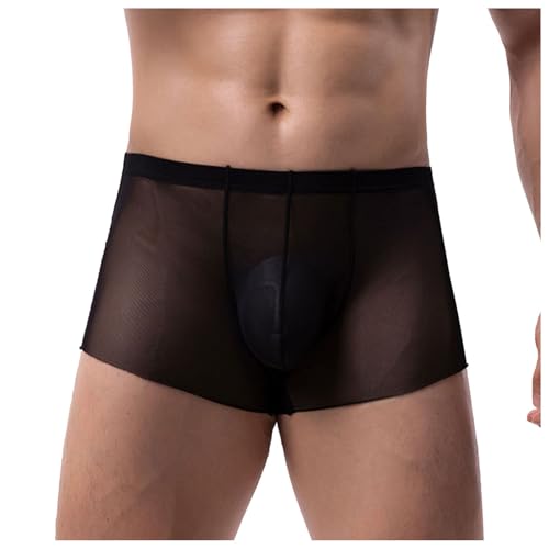 JISUXIAB Netz Mesh Boxershorts Herren Durchsichtige Retroshorts Transparent Atmungsaktiv Boxer Shorts Erotische Reizwäsche Sissy Dessous Sommer Boxer Briefs Sexy Mesh Unterhose Herren Weich von JISUXIAB