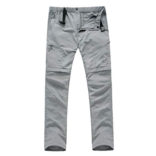 JISUXIAB Outdoorhose Herren Mit Abnehmbaren Beinen Schnelltrocknend Wanderhose Stretch Palazzohose Luftig Sommerhose Weich Pants Leicht Hosen Bequeme Herrenhose Für Fitness Wandern Laufen Grey M von JISUXIAB