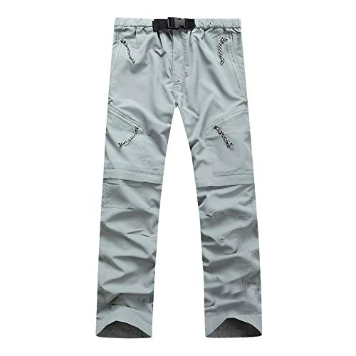 JISUXIAB Outdoorhose Herren Mit Abnehmbaren Beinen Schnelltrocknend Wanderhose Stretch Palazzohose Luftig Sommerhose Weich Pants Leicht Hosen Bequeme Herrenhose Für Fitness Wandern Laufen Grey XXL von JISUXIAB