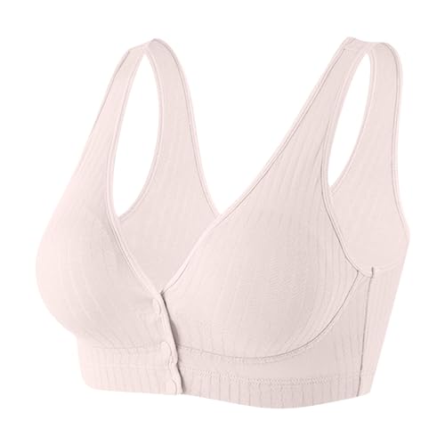 JISUXIAB Still BH Vorderverschluss Baumwolle Stillbhs Bra Push Up Ohne Bügel BHS Gerippt Bras Sommer Dünn Atmungsaktiv Damen-BHS Weicher Wohlfühl-BH Leicht BH-Ohne Buegel Pink XXXXL von JISUXIAB