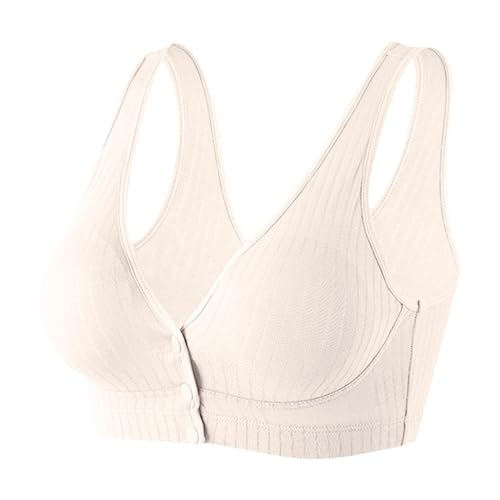 JISUXIAB Still BH Vorderverschluss Baumwolle Stillbhs Bra Push Up Ohne Bügel BHS Gerippt Bras Sommer Dünn Atmungsaktiv Damen-BHS Weicher Wohlfühl-BH Leicht BH-Ohne Buegel Rose Gold XXXXL von JISUXIAB