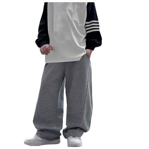 JISUXIAB Sweathose Baggy Jungen Weites Bein Sweatpants Mit Gummizug Jogginghose Einfarbig Freizeithose Bequeme Stoffhose Leicht Palazzohose Weicher Hosen Luftig Casual Pants Grey 150 JISUXIAB Sweathose Baggy Jungen Weites Bein Sweatpants Mit Gummizug Jogginghose Einfarbig Freizeithose Bequeme Stoffhose Leicht Palazzohose Weicher Hosen Luftig Casual Pants Grey 150 von JISUXIAB