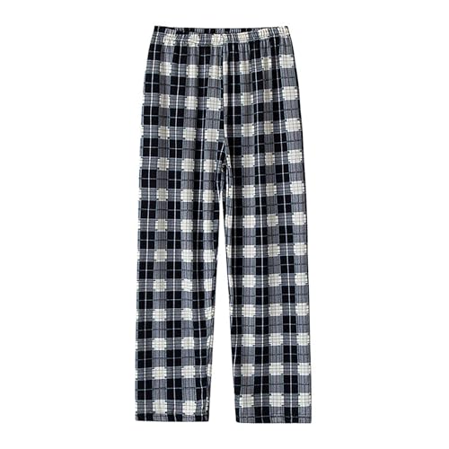 Schlafhose Mädchen Lang Mit Gummizug Pyjamahose Kariert Schlafanzughosen Loose Sommerhose Luftig Freizeithose Soft Stoffhose Bequeme Hosen Casual Pants Weich Mädchenhose Black 140 von JISUXIAB
