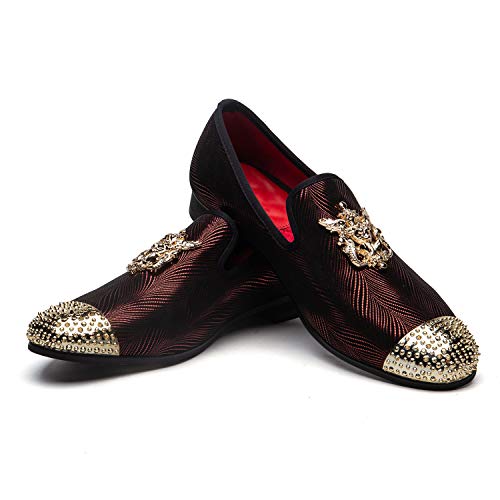 JITAI Herren Leder Braun Metallic Hausschuhe Loafers Mokassin, Braun 04, 43 EU (10 UK) von JITAI