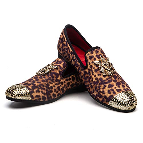 JITAI Herren Leder Leopardenmuster Schuhe Herren Loafers Herren Mokassin Herren Schuhe, Mehrfarbig 05, 42 EU (9 UK) von JITAI