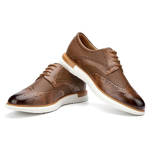 JITAI Herren Oxford Schuhe Business Schuhe Herren Elegante Schuhe Leder Schnürhalbschuhe, Braun-06, 41 EU (8 UK) von JITAI