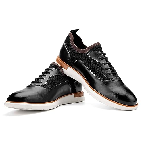 JITAI Herren Oxford Schuhe Business Schuhe Herren Elegante Schuhe Leder Schnürhalbschuhe, Schwarz-01, 43 EU (10 UK) von JITAI