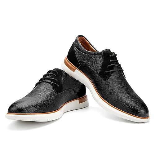 JITAI Herren Oxford Schuhe Business Schuhe Herren Elegante Schuhe Leder Schnürhalbschuhe, Schwarz-07, 43 EU (10 UK) von JITAI