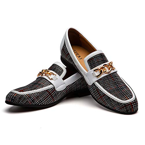 JITAI Männer Lindford Moc Toe Bit Slip-On Penny Loafer Party Schuhe, Weiß 01, 41 EU (8 UK) von JITAI