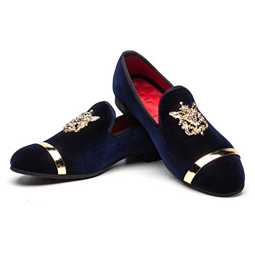 JITAI Männer Penny Slip-On Leder gefüttert Loafer Herren Schuhe Mokassins, Blau 02, 44 EU (11 UK) von JITAI