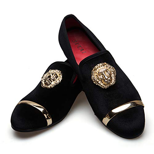 JITAI Männer Penny Slip-On Leder gefüttert Loafer Herren Schuhe Mokassins, Schwarz 01, 45 EU (12 UK) von JITAI