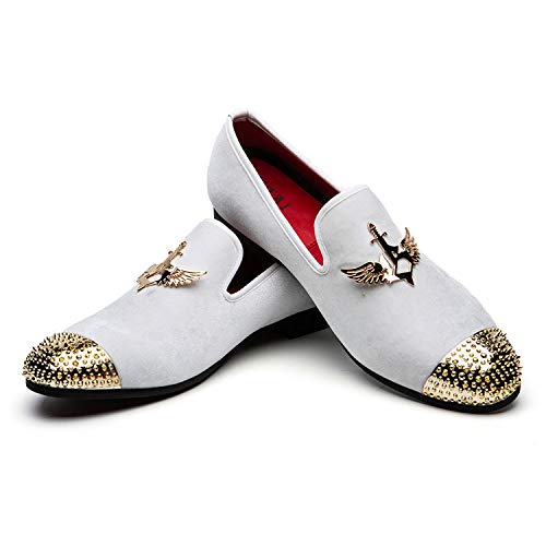 JITAI Männer Penny Slip-On Leder gefüttert Loafer Herren Schuhe Mokassins, Weiß 09, 43 EU (10 UK) von JITAI
