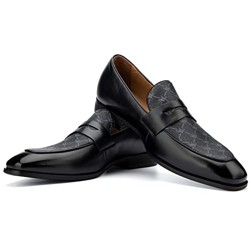 JITAI Mokassins Herren Elegante Schuhe Freizeit Loafer Herren Anzug Schuhe, Schwarz-05, 45 EU (12 UK) von JITAI