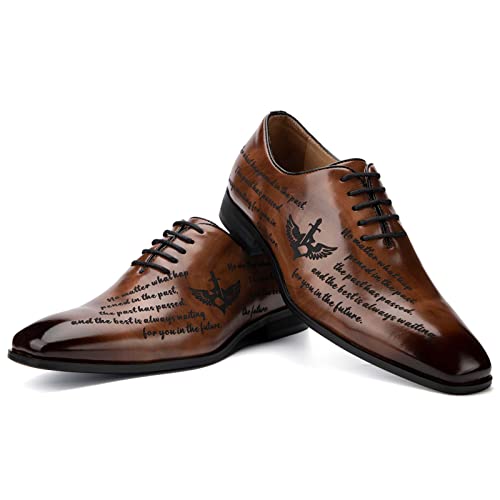 JITAI Oxfords Herren Elegante Schuhe Business Schnürhalbschuhe Herren Anzug Schuhe, Braun-04, 45 EU (12 UK) von JITAI