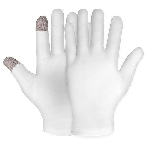 1 Paar Feuchtigkeitsspendende Handschuhe Weiß Baumwolle Touchscreen Für Damen Und Herren Über Nacht Schlafenzeit Lotion Trockene Hände Spa Kosmetische Behandlung Feuchtigkeitsspendendes von JITNGA