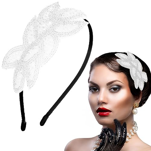 1 Stück 1920Er Jahre Stirnbänder Für Frauen Weihnachten Kristall Haarreif Strass Flapper Kopfstück 20Er Jahre Vintage Haar Valentines Accessoire Für Mädchen Kostüm Party (Weiß) von JITNGA