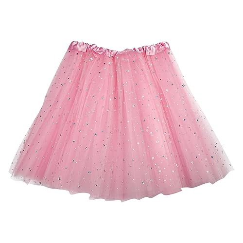 1 Stück 3 Layered Tutu Rock Star Tüll Ballett Tanz Röcke Prinzessin Kleid Fancy Geburtstag Partykleid Für Mädchen 6-18 Jahre (Rosa) von JITNGA