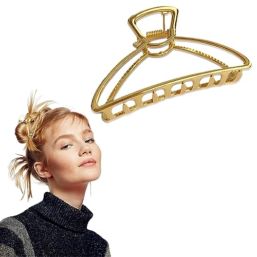 1 Stück Große Mode Haarklammer Französische Elegante Metall Rutschfeste Klaue Clips Für Frauen Mädchen Dickes Dünnes Haar Haarspangen Haarschmuck (Gold) von JITNGA