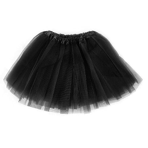 1 Stück Mädchen Tutu Rock 3 Lagen Tüll Einfarbig Balletttanz Rock Prinzessin Party Favor Kleid Rock Für Frauen Mädchen Teen Erwachsene 2-18 Jahre (Schwarz) von JITNGA