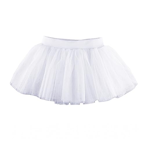 1 Stück Mädchen Tutu Rock 4 Schichten Tüll Tutu Röcke Elastische Flauschige Balletttanz Röcke Für Kleinkinder Kinder Kinder Weihnachtsfeier (Weiß) von JITNGA