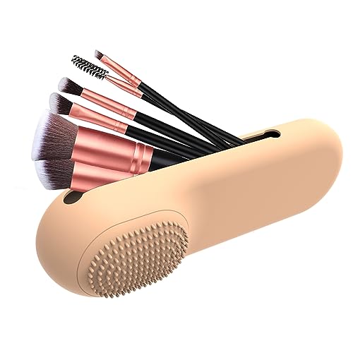 1 Stück Make-Up-Pinselhalter Reise Silikon Make-Up-Werkzeuge Organizer Weich Schlank Make-Up-Pinsel-Etui Tragbar Für Reisen Kleine Oder Mittelgroße Pinsel (Braun) von JITNGA