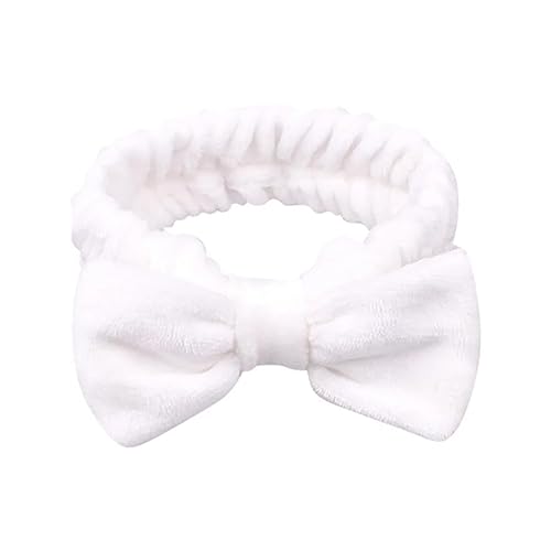 1 Stück Spa Stirnband Waschen Gesicht Haarband Frauen Haare Bands Bogen Stirnbänder Dusche Hautpflege Soft Flanell Make-Up Haar Band (Weiß) von JITNGA