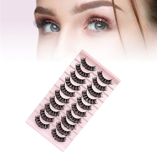 10 Paar Wimpern Falsche Wimpern 8D Wiederverwendbar Weich Und Komfortabel Natürliche Wimpern Flauschig Wispy Kurz Natürliche Falsche Wimpern Für Frauen Mädchen (Schwarz) von JITNGA