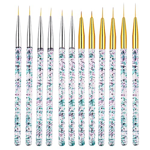 12 Stücke Fine Point Eye Liner Pinsel Make-Up Gel Eyeliner Pinsel Applikatoren Augen Make-Up Tool Für Nasses Pulver Flüssiges Gel Eyeliner Und Wasser Aktivierte Eyeliner (Gold, Silber) von JITNGA