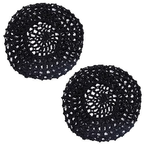 2 Stück Haarnetze Mütze Schlafen Haarnetz Bonnets Für Frauen Lange Gerade Locken Perücke Ballett Kochmützen Dutt Lift Kopfschutz Mesh Welle Häkel Wrapping (Schwarz) von JITNGA