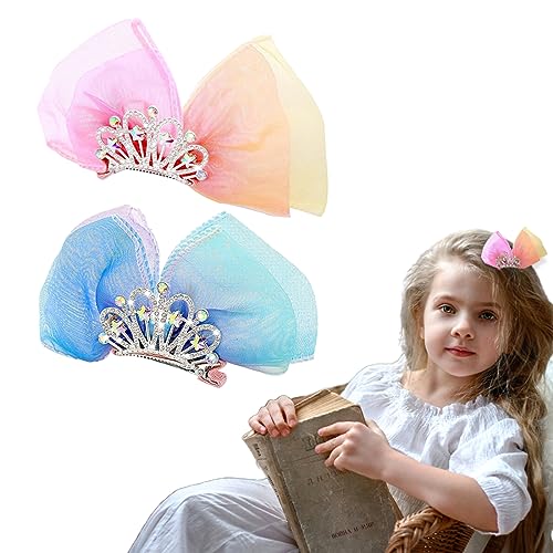 2 Stück Krone Haarnadel Bogen Haarclips Gradient Metall Seite Haar Barrette Prinzessin Stirnband Mini Geburtstag Krone Haar Styling Kopfschmuck Zubehör Für Mädchen Kinder von JITNGA