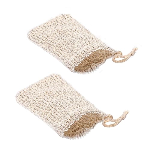 2 Stück Seifennetz Natur Bettwäsche Baumwolle Peeling Seifentasche Netzgewebe Zum Herstellung Schaum Dusch (Nicht Gerade Weiss) von JITNGA