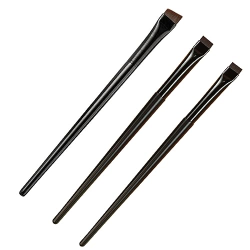 3 Stück Augenbrauenpinsel Set Ultradünne Präzisions Eyeliner Make-Up-Pinsel Abgewinkelte Synthetische Borsten Lidschatten Augenbrauen Tönungsset Für Frauen Und Mädchen (Schwarz) von JITNGA