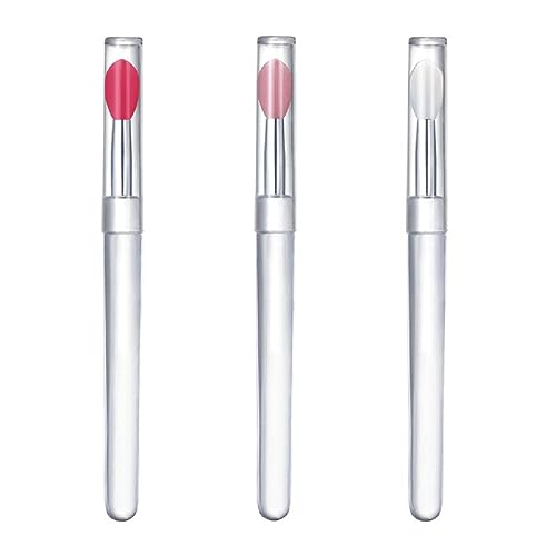 3 Stück Silikon-Lippenpinsel Mit Deckel Augenbrauen Lippenstift Schönheits Make-Up Pinsel Professioneller Werkzeug-Applikator Zum Auftragen Von Lipgloss Maske Lidschatten von JITNGA