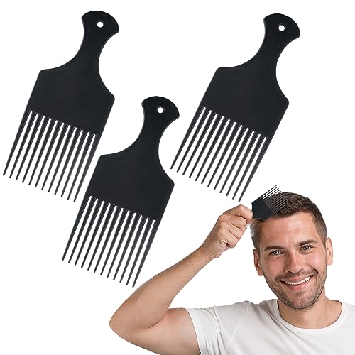 3 Stücke Kamm Haargabel Kamm Styling Rutschfeste Gerade Kamm Haarpicks Für Lockiges Haar Styling Friseurwerkzeug Männer Und Frauen (Schwarz) von JITNGA