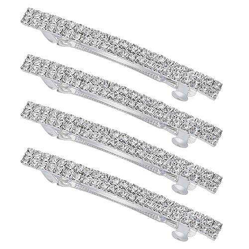 4 Stück Strass Haarspangen Metall Kristall Haarnadel Dekorative Side Clips Haarnadeln Haar Styling Zubehör Für Prinzessin Frauen Damen Mädchen (Silber) von JITNGA