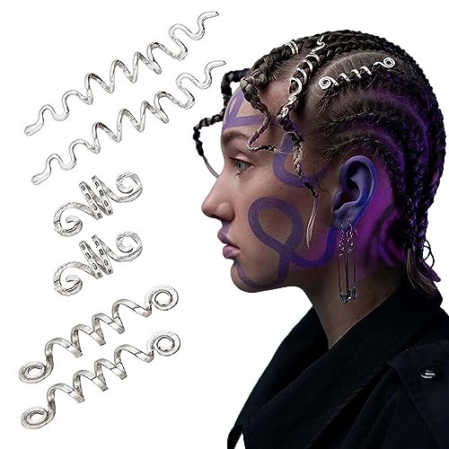 6 Stück Schlange Haarschmuck Metall Haarspangen Dekoration Spirale Schlange Keltische Haarmanschetten Dreadlock Spirale Spule Haarschmuck Für Frauen Mädchen (Silber) von JITNGA