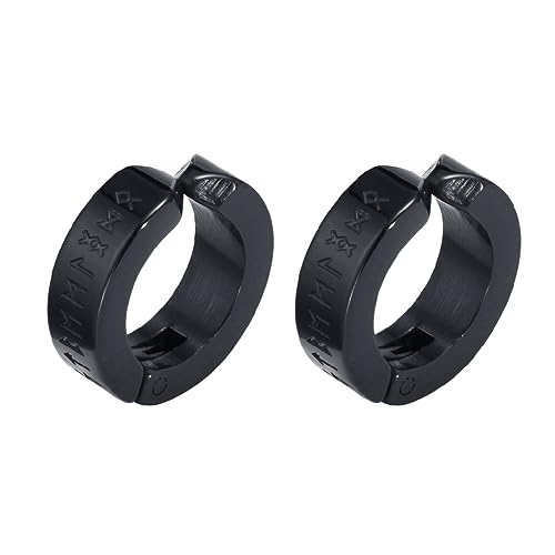 JITNGA 1 Paar Wikinger Rune Ohrstecker Für Herren Damen Edelstah Nordischer Wikinger Rune Creolen Ohrstecker Punk Stil Piercing Ohrschmuck （ Schwarz） von JITNGA