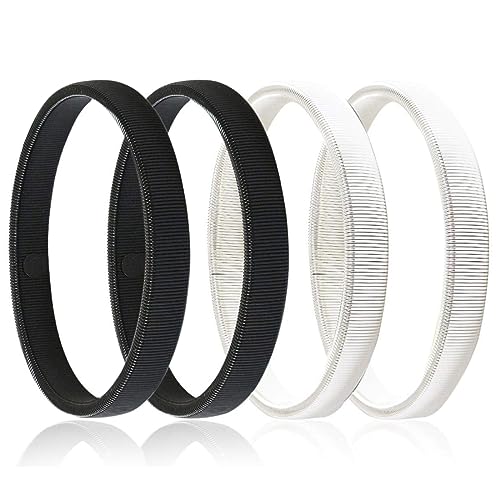 JITNGA 2 Paar Ärmelhalter, Anti Rutsch Hemd Hülsenhalter Strumpfbänder Stretch Metallarmbänder Zum Fixieren Von Langen Ärmeln(Silber Und Schwarz) von JITNGA