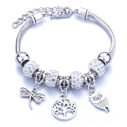 JITNGA Libelle Eule Leben Baumform Armband Form Kristall Charme Armbänder Perlen Armband Frauen Diy Perlen Armbänder & Armreifen Schmuck Geschenk von JITNGA