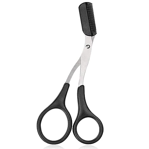 Jitnga 2 Stück Augenbrauenschere Mit Abnehmbarem Augenbrauenkamm - Beauty Augenbrauenschere Trimmer Schere Mit Kamm Zum Kürzen Der Augenbrauen Und Wimpern Für Frauen Und Männer (Schwarz Und Rosa) von JITNGA