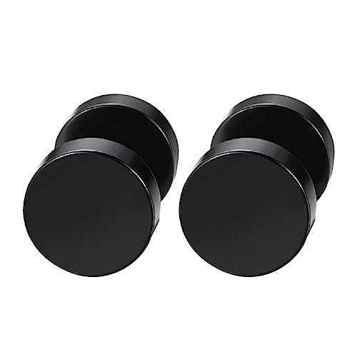 Jitnga Edelstahl Herren Ohrstecker Creolen Tunnel Ohrringe Für Herren Damen Pierced Earrings Schwarz Stud Earrings (Schwarz 8Mm) von JITNGA