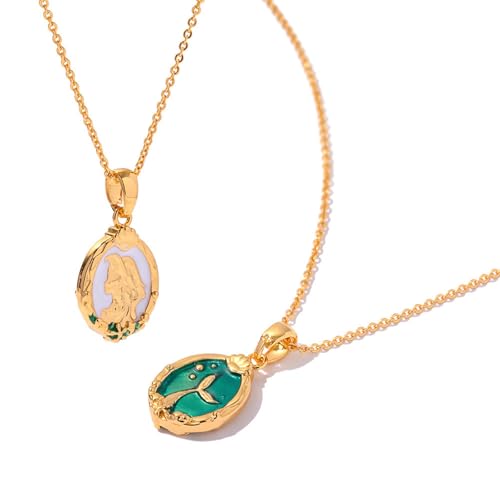 JITNGM Stylische Meerjungfrau Prinzessin Anhänger Halskette Für Frauen Und Mädchen Verstellbare Pulloverkette Wasserdichtes Neckketten Zubehör von JITNGM
