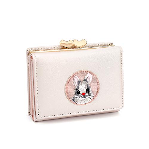 JIUFENG Damen Brieftasche Kreatives Tier Bestickte Multi-Karten Geldbörse (Perlweiss) von JIUFENG