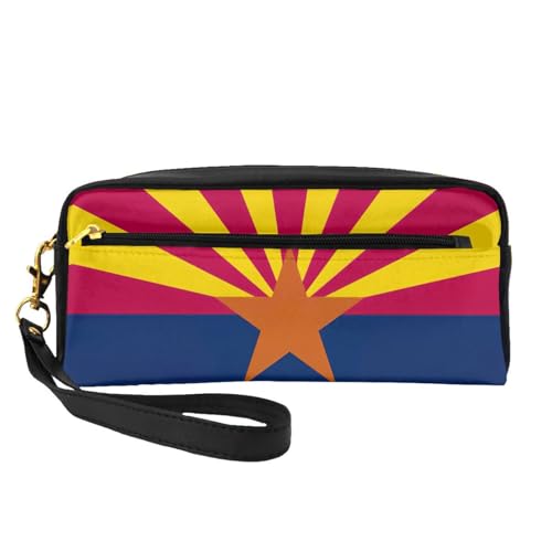 Arizona-Kosmetiktasche mit Staatsflagge, Reise-Kulturbeutel, Zubehör, Organizer, Reißverschlusstasche, Geschenkidee, Schwarz , Einheitsgröße, Kosmetiktasche von JIUTY