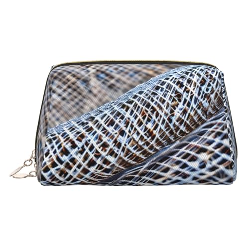Coastal Kulturbeutel, Fischernetz, Leder, Reisefreundlich, Make-up-Tasche für Damen, gold, Einheitsgröße, Kulturbeutel von JIUTY